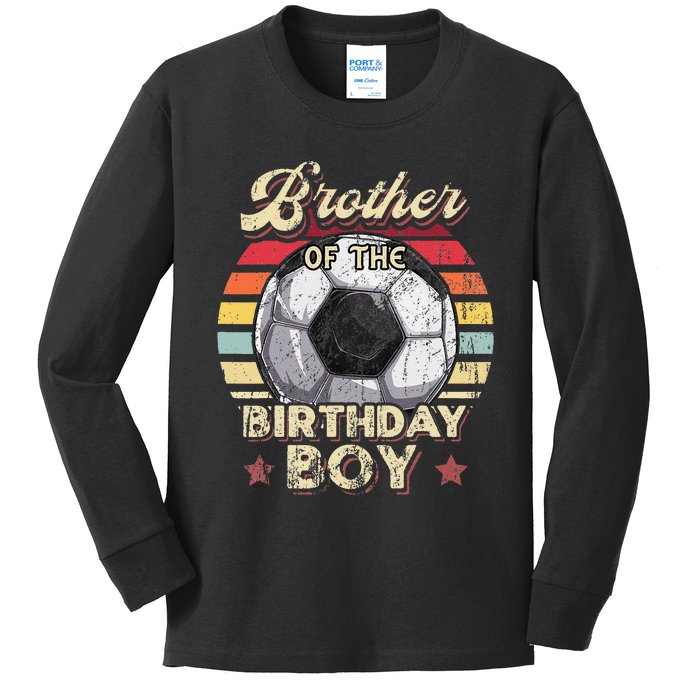 Brother of the Birthday Soccer Birthday Party Retro Kids Long Sleeve Shirt