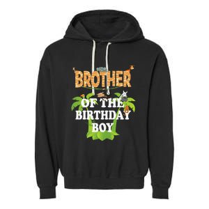 Brother Of The Birthday Zoo Theme Animal Party Garment-Dyed Fleece Hoodie