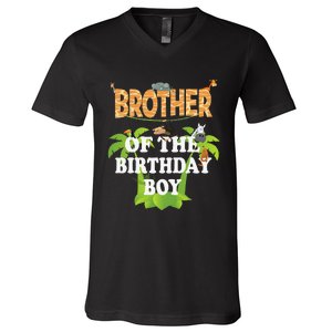 Brother Of The Birthday Zoo Theme Animal Party V-Neck T-Shirt