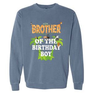 Brother Of The Birthday Zoo Theme Animal Party Garment-Dyed Sweatshirt