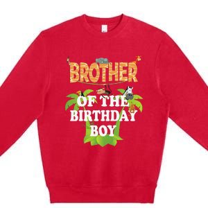 Brother Of The Birthday Zoo Theme Animal Party Premium Crewneck Sweatshirt