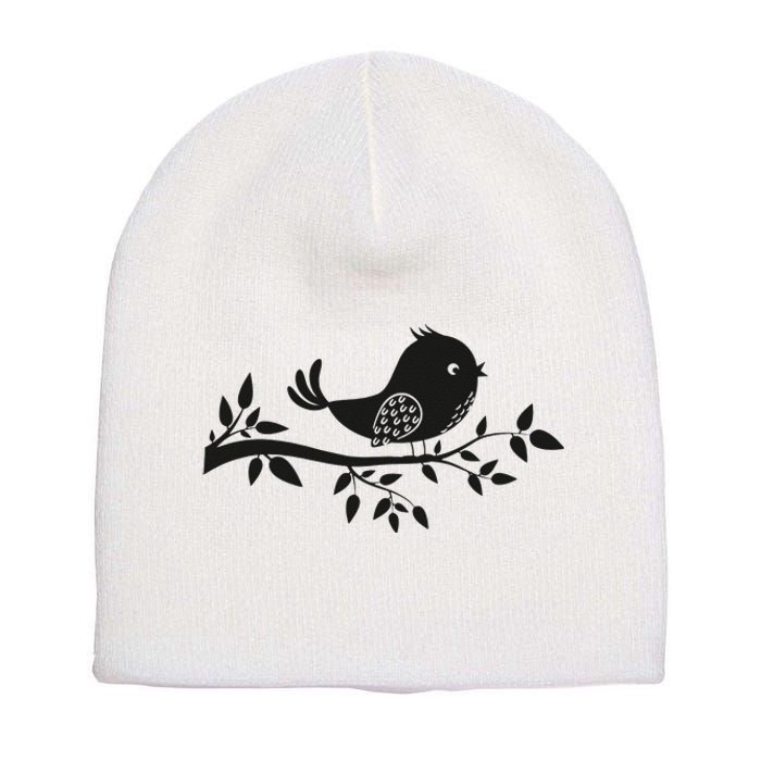 Bird On The Branch Birder Birdwatching Ornithologist Short Acrylic Beanie