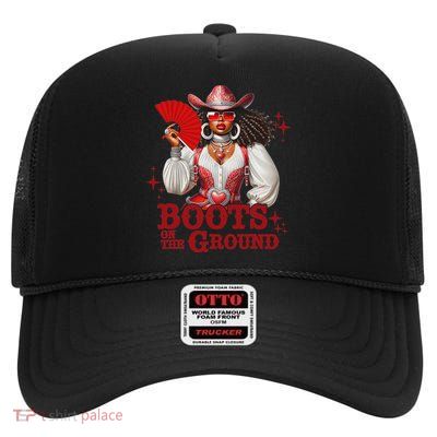 Boots On The Ground Boot Cowboy Western Cowgirl Linedance High Crown Mesh Back Trucker Hat