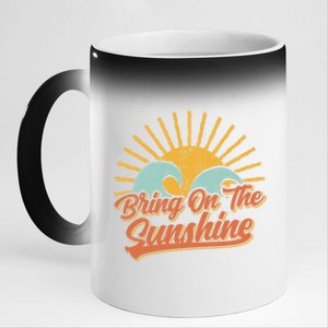 Bring On The Sunshine Retro Sun Summer Beach Waves Gift 11oz Black Color Changing Mug