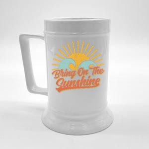 Bring On The Sunshine Retro Sun Summer Beach Waves Gift Beer Stein