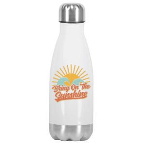 Bring On The Sunshine Retro Sun Summer Beach Waves Gift Stainless Steel Insulated Water Bottle