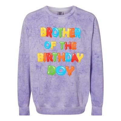 Brother Of The Birthday Balloon Party Colorblast Crewneck Sweatshirt