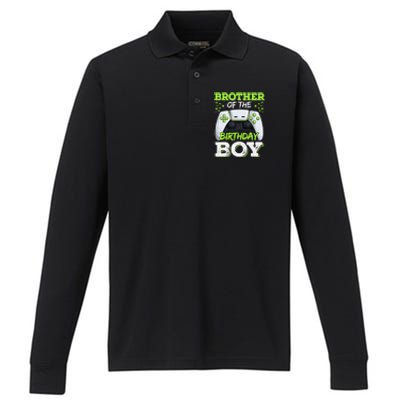 Brother Of The Birthday  Gamer Family Matching Performance Long Sleeve Polo