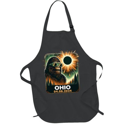 Bigfoot Ohio Total Solar Eclipse 2024 With Eclipse Glasses Full-Length Apron With Pockets