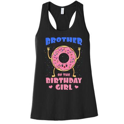 Brother Of The Birthday Donut Bday Party Bro Sib Women's Racerback Tank