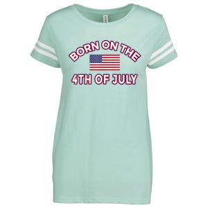 BORN ON THE 4TH OF JULY Birthday Enza Ladies Jersey Football T-Shirt