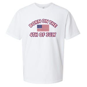 BORN ON THE 4TH OF JULY Birthday Sueded Cloud Jersey T-Shirt