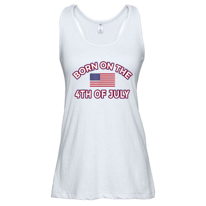 BORN ON THE 4TH OF JULY Birthday Ladies Essential Flowy Tank