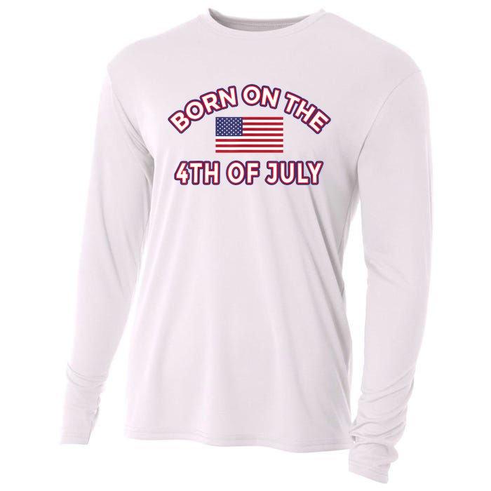 BORN ON THE 4TH OF JULY Birthday Cooling Performance Long Sleeve Crew