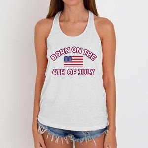 BORN ON THE 4TH OF JULY Birthday Women's Knotted Racerback Tank