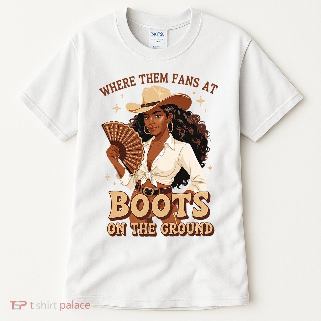 Boots On The Ground Where Them Fans At Black Cowgirl Tall T-Shirt