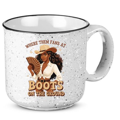 Boots On The Ground Where Them Fans At Black Cowgirl 15oz Campfire Ceramic Mug