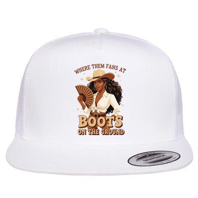 Boots On The Ground Where Them Fans At Black Cowgirl Flatbill Hat
