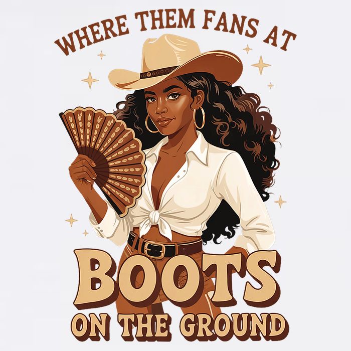 Boots On The Ground Where Them Fans At Black Cowgirl Flat Bill Trucker Hat