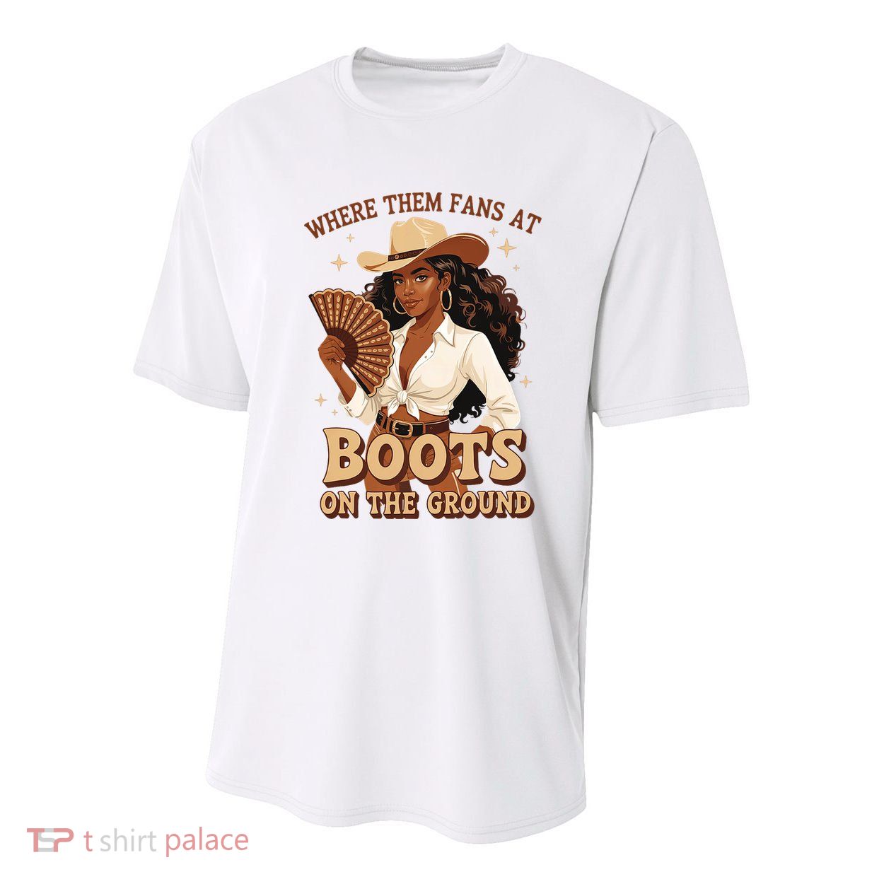 Boots On The Ground Where Them Fans At Black Cowgirl Youth Performance Sprint T-Shirt