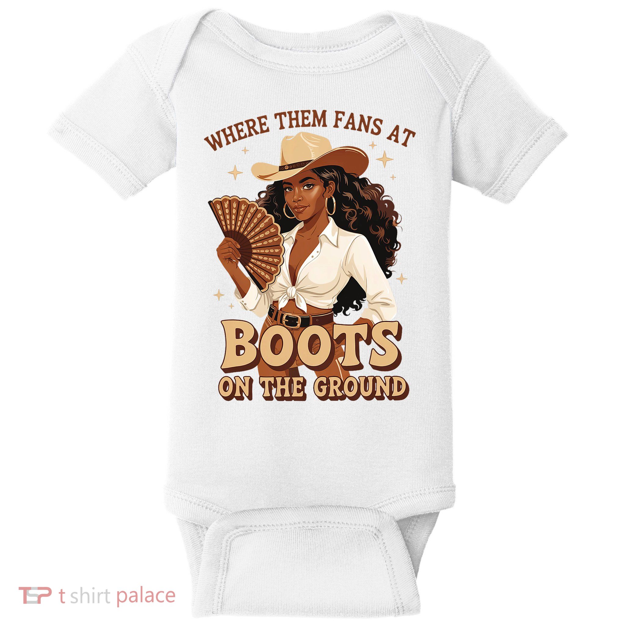 Boots On The Ground Where Them Fans At Black Cowgirl Baby Bodysuit