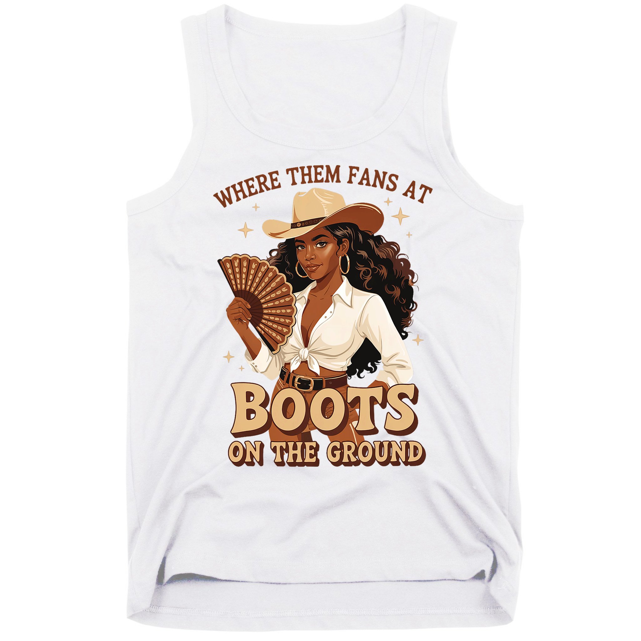 Boots On The Ground Where Them Fans At Black Cowgirl Tank Top