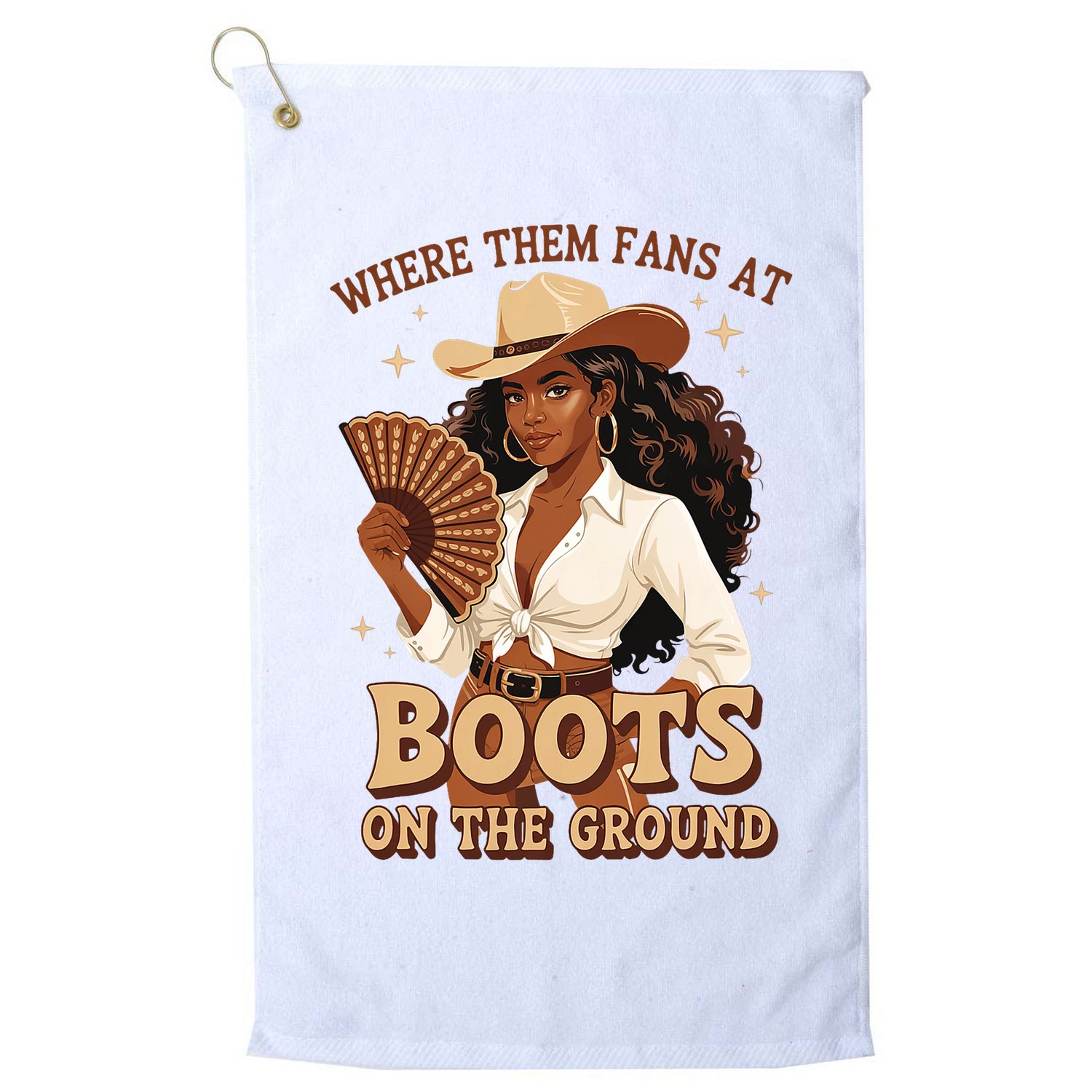 Boots On The Ground Where Them Fans At Black Cowgirl Golf Towel