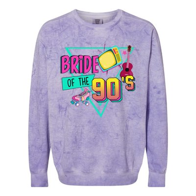 Bride Of The 90s Retro 90s Bride Bachelorette Party Colorblast Crewneck Sweatshirt