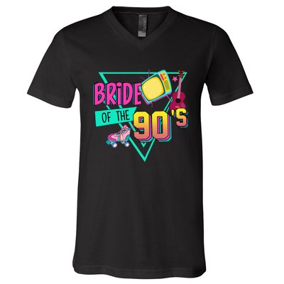 Bride Of The 90s Retro 90s Bride Bachelorette Party V-Neck T-Shirt