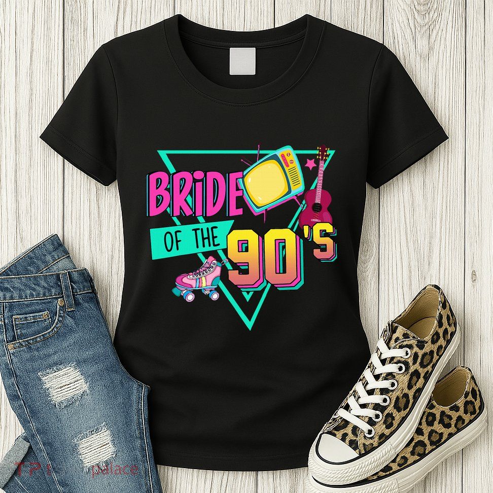 Bride Of The 90s Retro 90s Bride Bachelorette Party Womens T-Shirt
