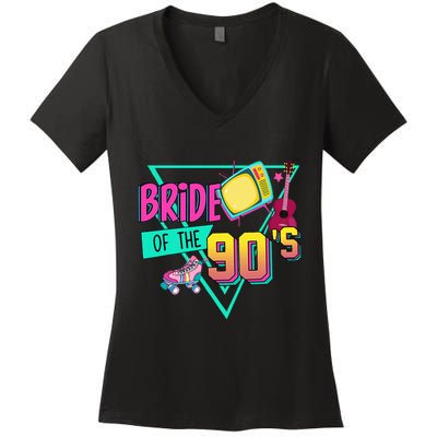 Bride Of The 90s Retro 90s Bride Bachelorette Party Women's V-Neck T-Shirt