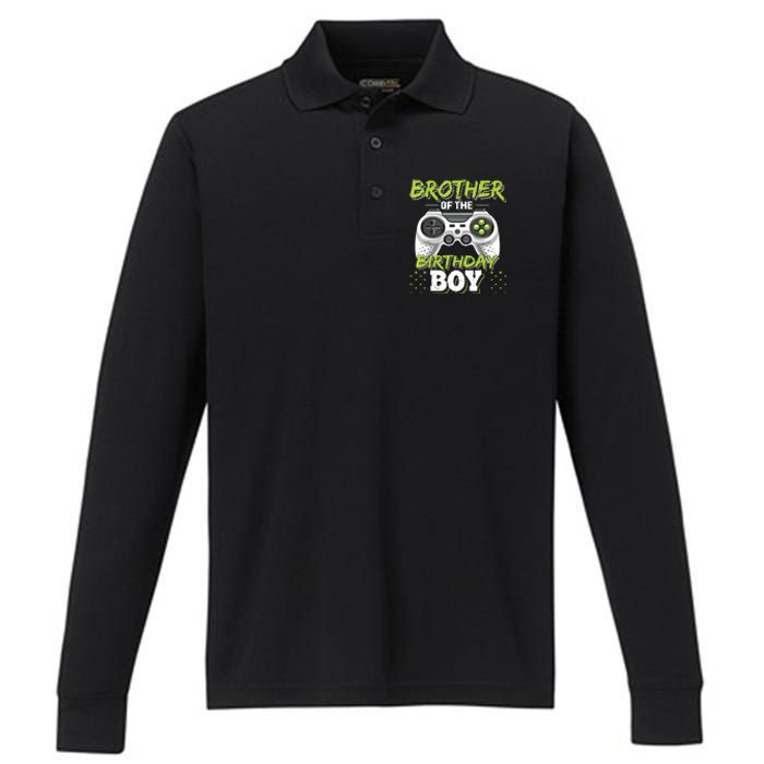 Brother Of The Birthday Boy Matching Video Game Birthday Performance Long Sleeve Polo