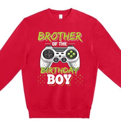 Brother Of The Birthday Boy Matching Video Game Birthday Premium Crewneck Sweatshirt