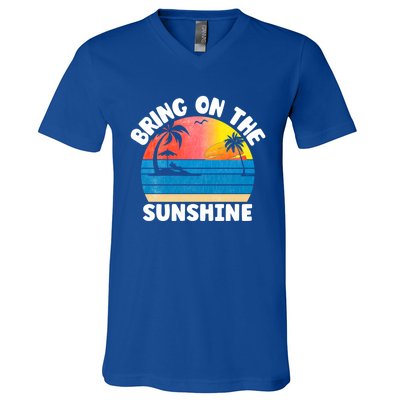 Bring On The Sunshine Summer Beach Vibes Vacation Vintage Gift V-Neck T-Shirt