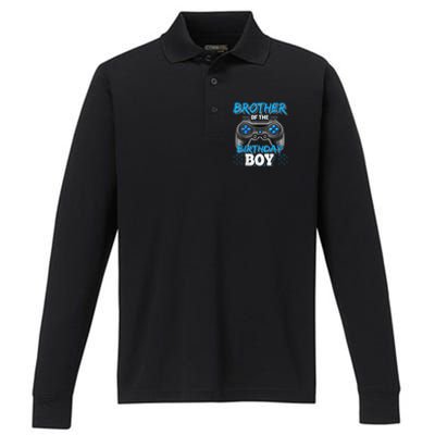 Brother Of The Birthday Boy Matching Video Game Birthday Performance Long Sleeve Polo