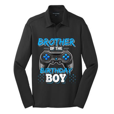 Brother Of The Birthday Boy Matching Video Game Birthday Silk Touch Performance Long Sleeve Polo