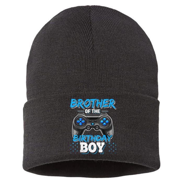 Brother Of The Birthday Boy Matching Video Game Birthday Sustainable Knit Beanie