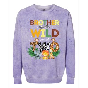 Brother Of The Wild Two Zoo Birthday Safari Jungle Animal Colorblast Crewneck Sweatshirt