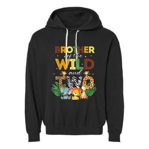 Brother Of The Wild Two Zoo Birthday Safari Jungle Animal Garment-Dyed Fleece Hoodie