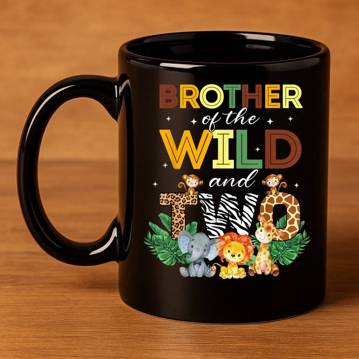 Brother Of The Wild Two Zoo Birthday Safari Jungle Animal 11oz C Handle Ceramic Mug