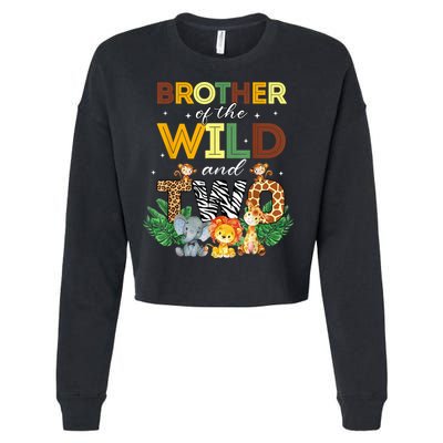 Brother Of The Wild Two Zoo Birthday Safari Jungle Animal Cropped Pullover Crew