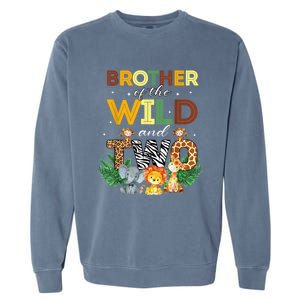 Brother Of The Wild Two Zoo Birthday Safari Jungle Animal Garment-Dyed Sweatshirt