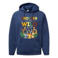 Brother Of The Wild Two Zoo Birthday Safari Jungle Animal Performance Fleece Hoodie