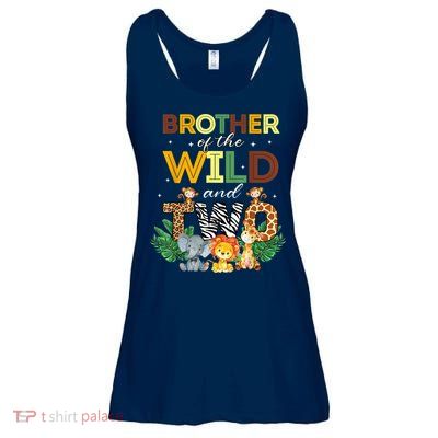 Brother Of The Wild Two Zoo Birthday Safari Jungle Animal Ladies Essential Flowy Tank