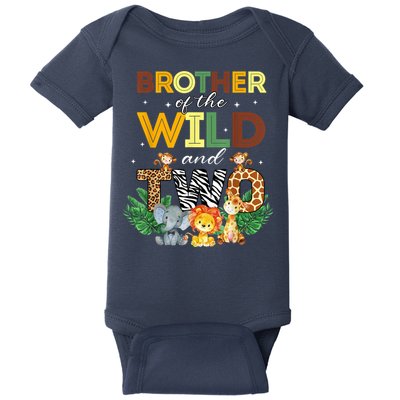 Brother Of The Wild Two Zoo Birthday Safari Jungle Animal Baby Bodysuit