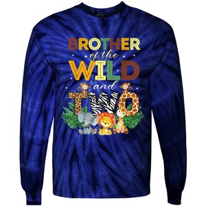 Brother Of The Wild Two Zoo Birthday Safari Jungle Animal Tie-Dye Long Sleeve Shirt