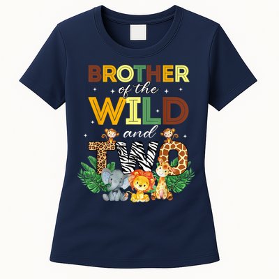 Brother Of The Wild Two Zoo Birthday Safari Jungle Animal Womens T-Shirt