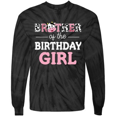 Brother of The Birthday Farm Cow Daddy Papa 1st Tie-Dye Long Sleeve Shirt