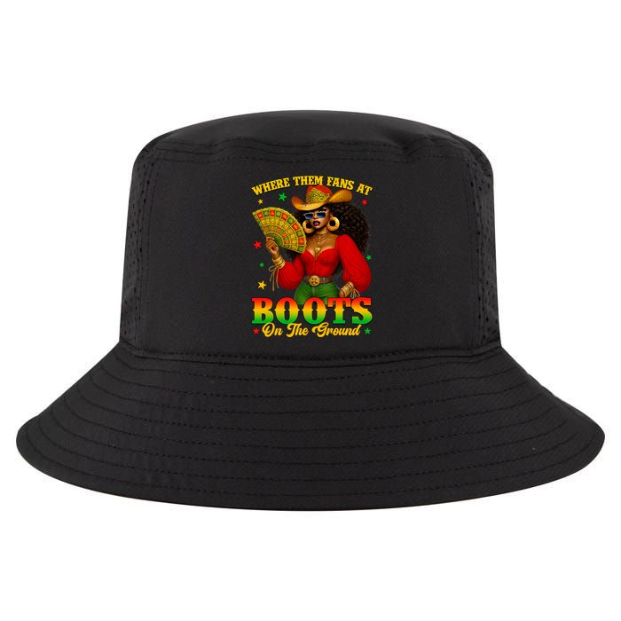 Boots On The Ground Juneteenth Cowgirl Where Them Fans At   Cool Comfort Performance Bucket Hat