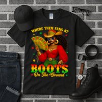 Boots On The Ground Juneteenth Cowgirl Where Them Fans At   Tall T-Shirt
